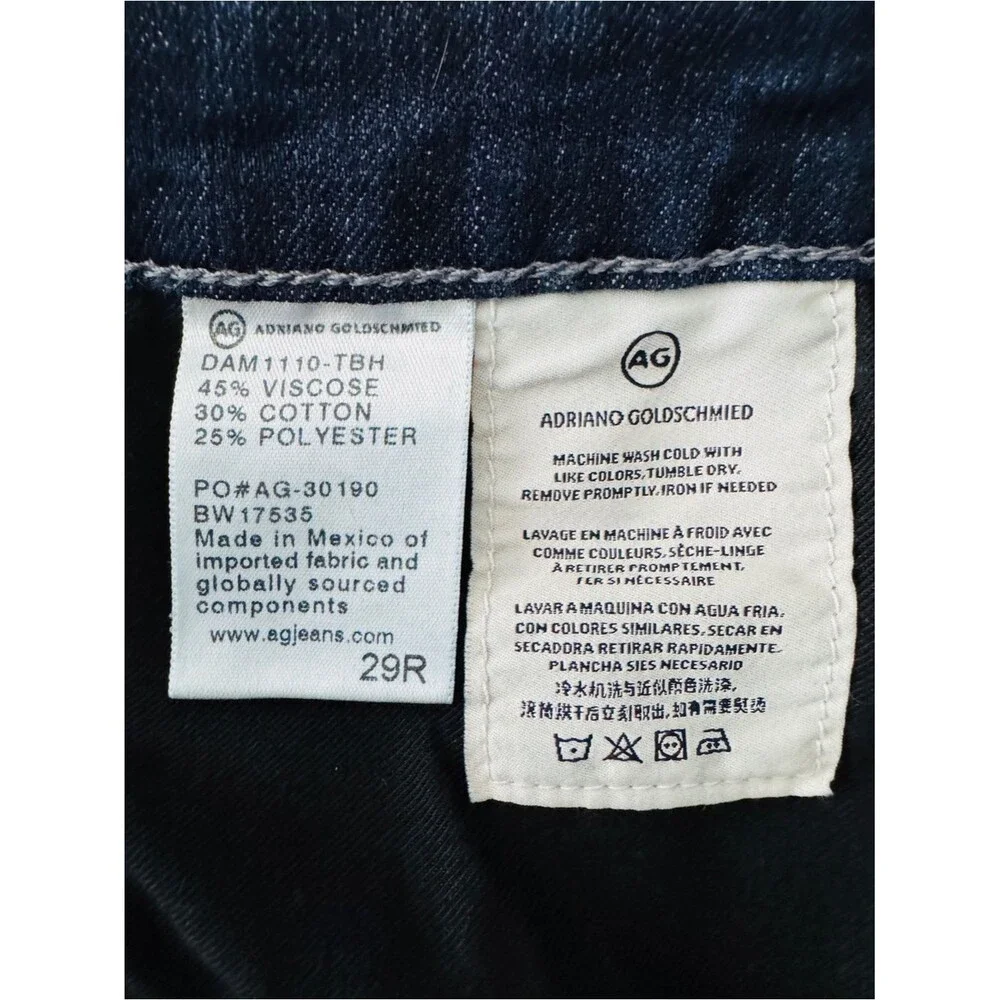 AG Adriano Goldschmied The Stilt Cigarette Leg Jeans 29R Dark Wash Stretch